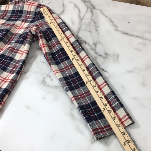 Hem & Thread‎ Blue Plaid Flannel Jacket Womens Medium Drape Front - Picture 9 of 10